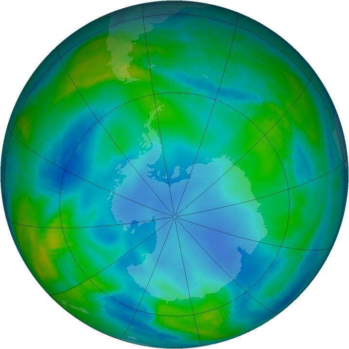 Antarctic ozone map for 14 June 2000